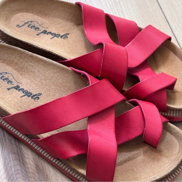 Free People Red Flats with Crisscross Straps - Picture 2 of 6